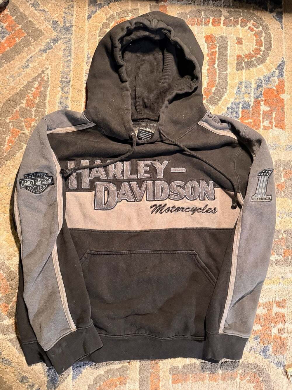 Harley-Davidson Motorcycles Colorblock Graphic Pullover Hoodie Size Medium
